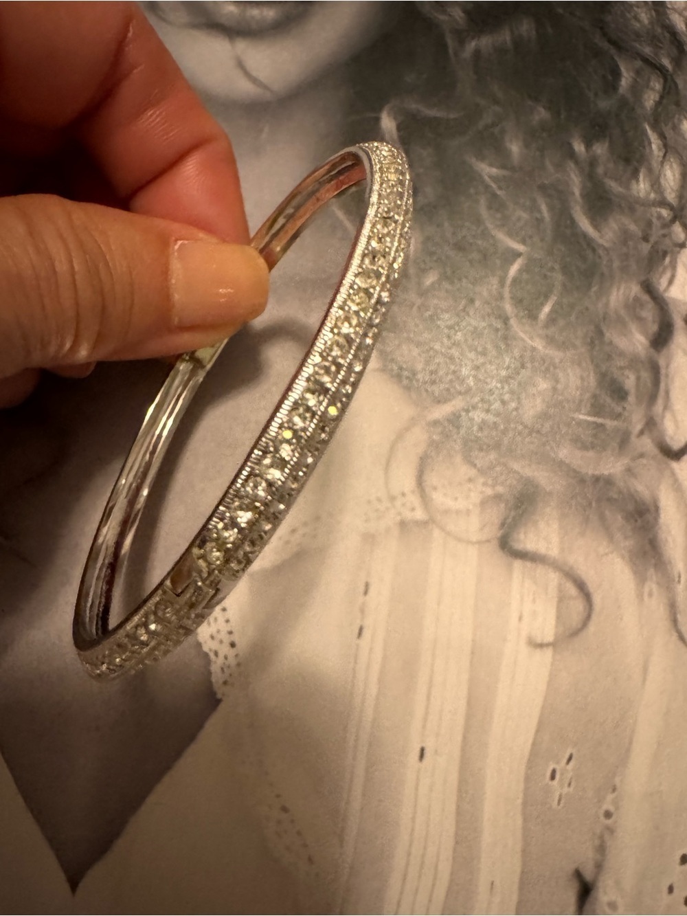 Banana Republic Silver Crystal Pavé Bangle Bracelet